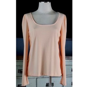 Anthropologie Scoop Neck Ribbed Tee Top New L